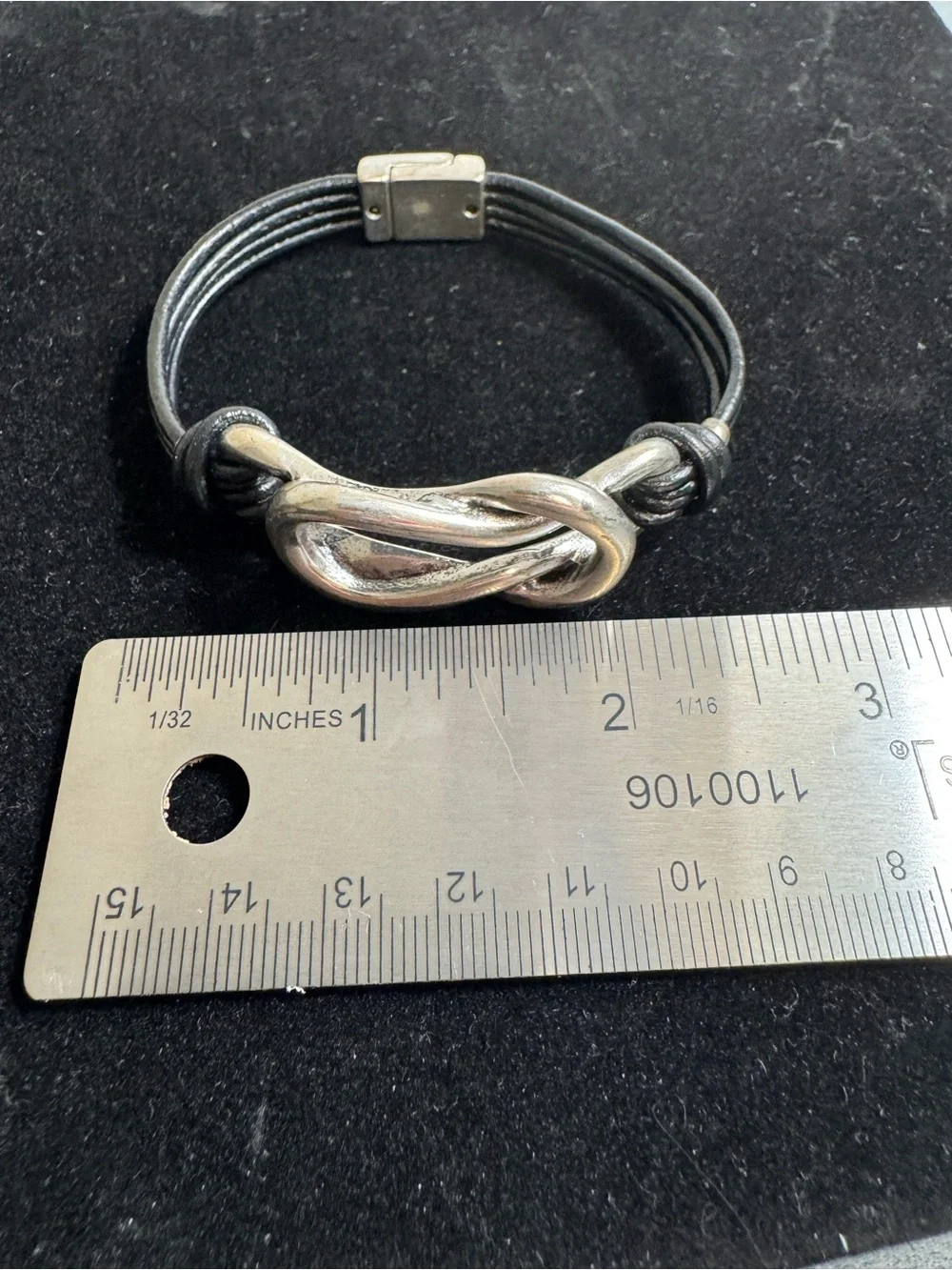 Infinity Love Knot Faux Leather Bracelet / Magnetic Clasp.